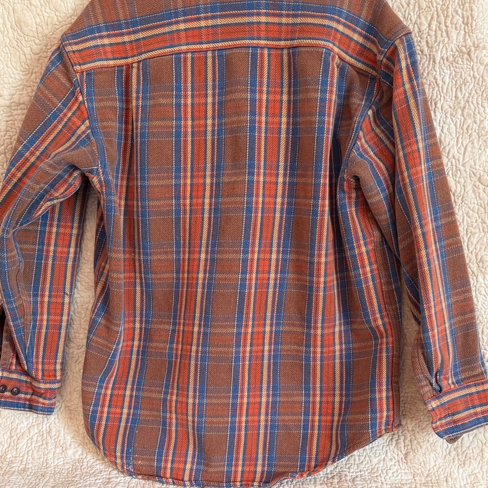 St. John's Bay Brown, Blue & Orange Plaid Corduroy-Trim Shirt - Picture 7 of 9